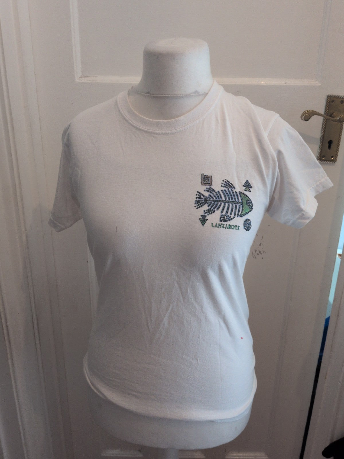 Fruit Of The Loom Small White Lanzarote T-shirt Small Pen Mark