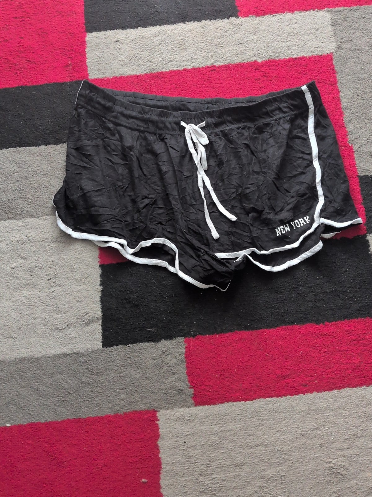 2XL Black With White Elasticated With Drawstring Hot Pants