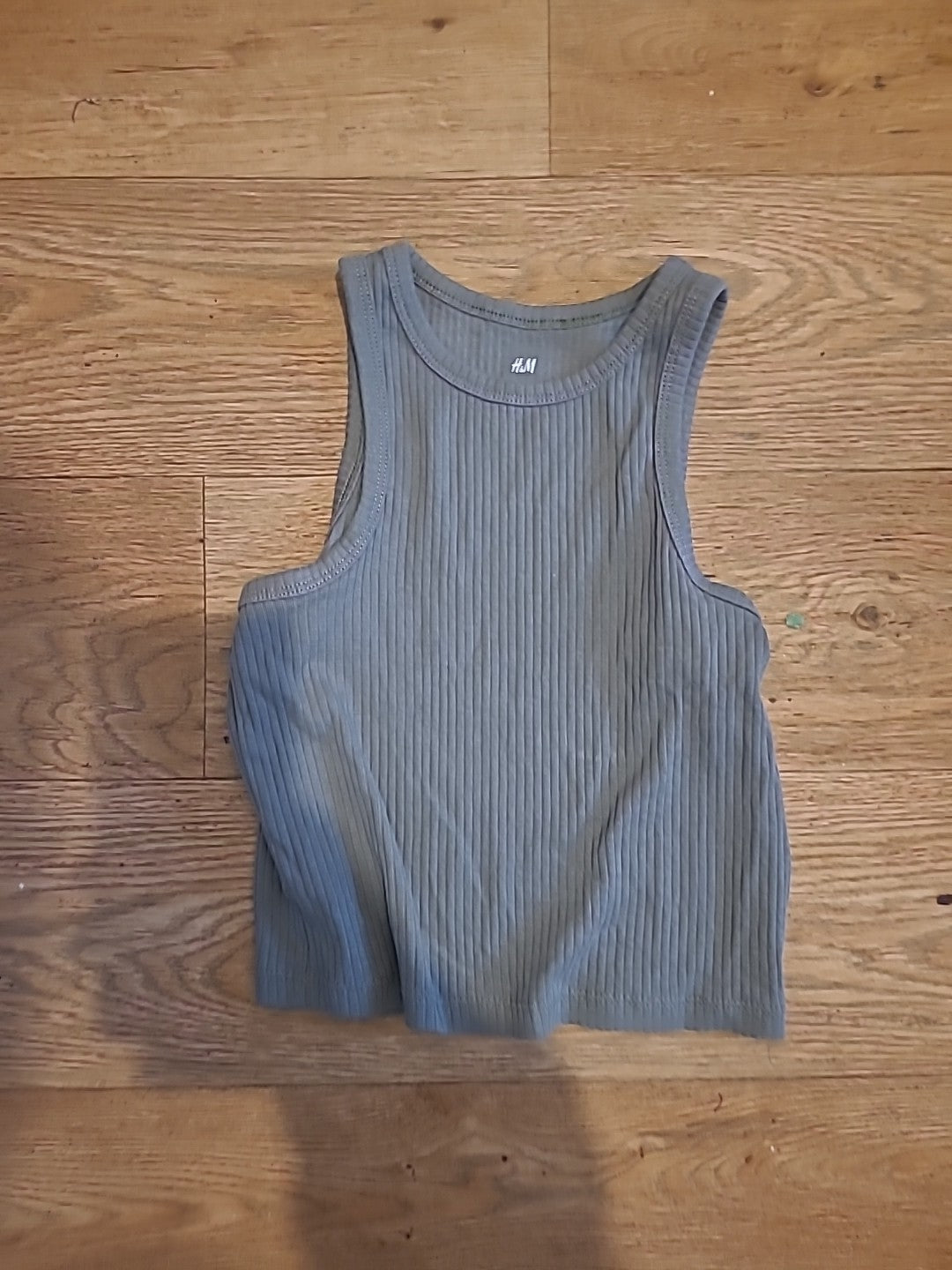 Girls H&M Age 8-10 Years Green Ribbed Vest Top