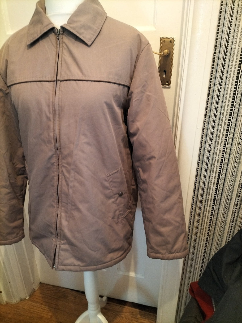 Ladies Marks And Spencer Size Large Dark Beige Full Zip Lined Jacket
