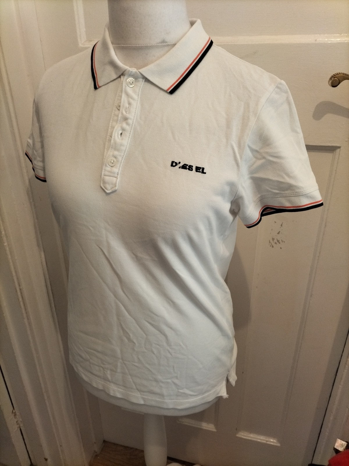 Mens Diesel Size M White Short Sleeved Polo
