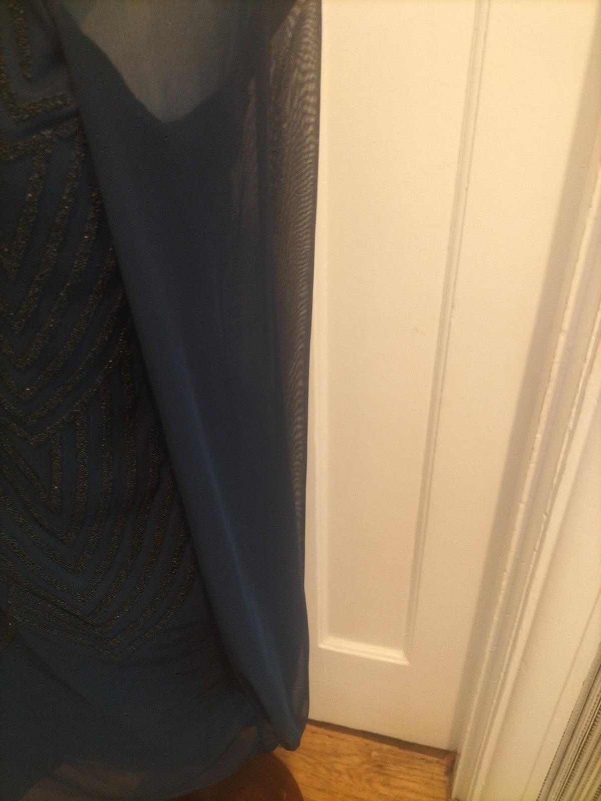 Ladies Bhs Size 10 Navy Long Sleeved Detailed Chest Dress