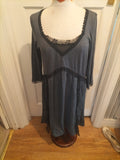 Ladies Size Large Grey And Black Lined Mid Sleeved Dress