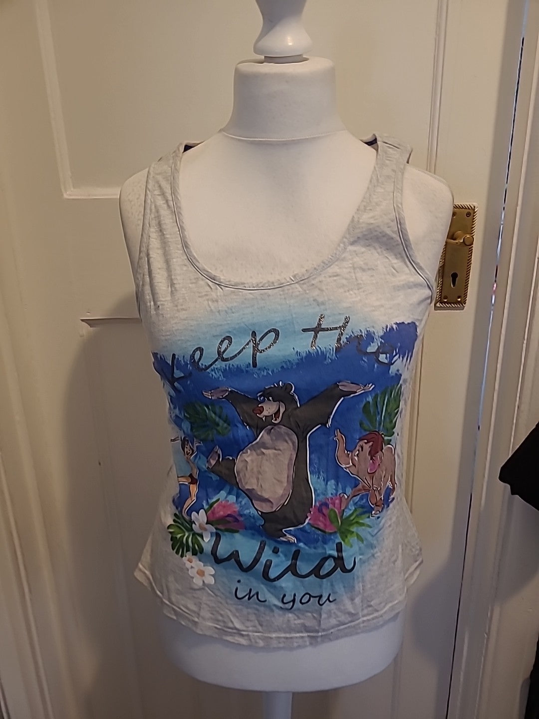Ladies George Size 12-14 Grey Jungle Book Sleeveless Pyjama Top