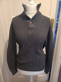 Mens L.o.g.g Size Medoum Grey Ribbed Collared Jumper
