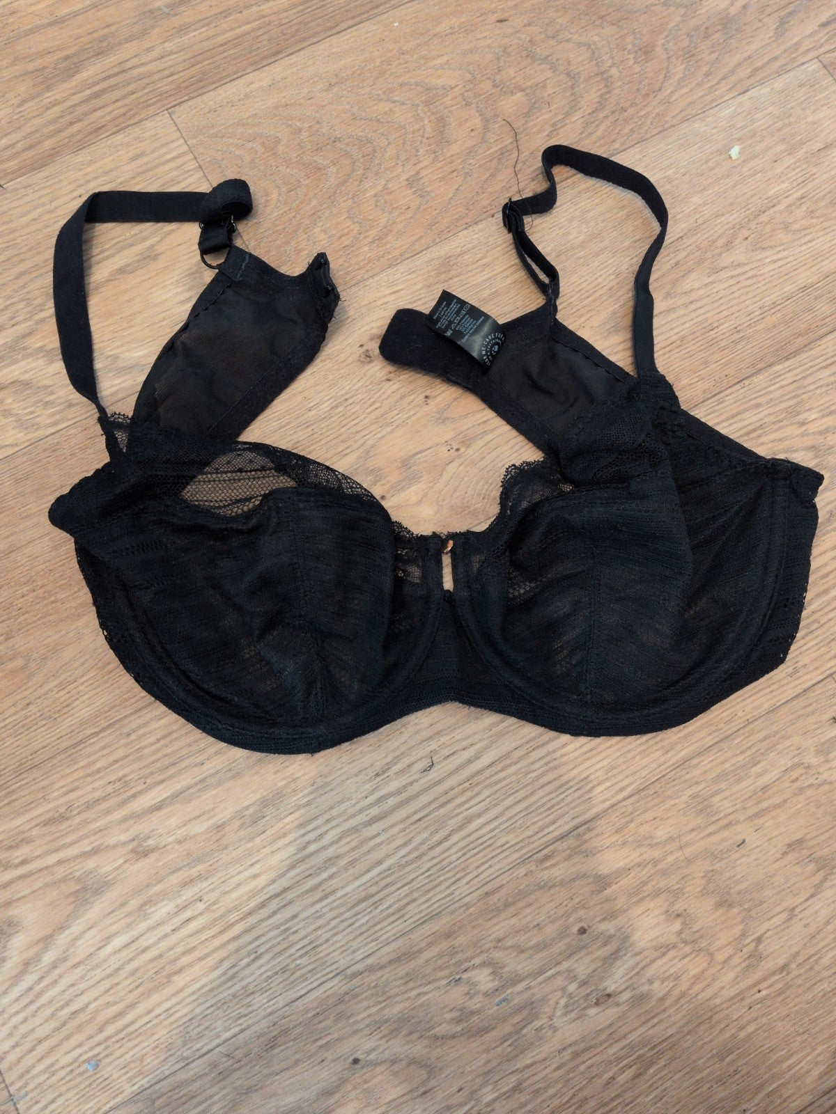 George 38D Black Wired Lace Bra No Padding