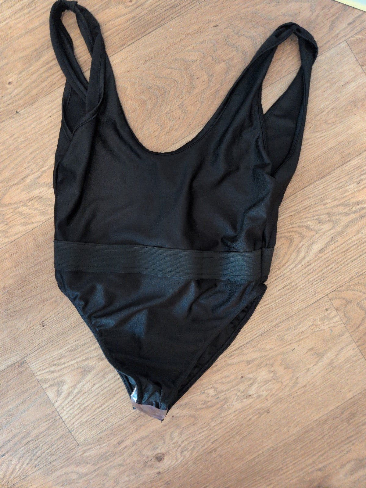 Brand New Prettylittlething 10 Black Sleeveless Bodysuit