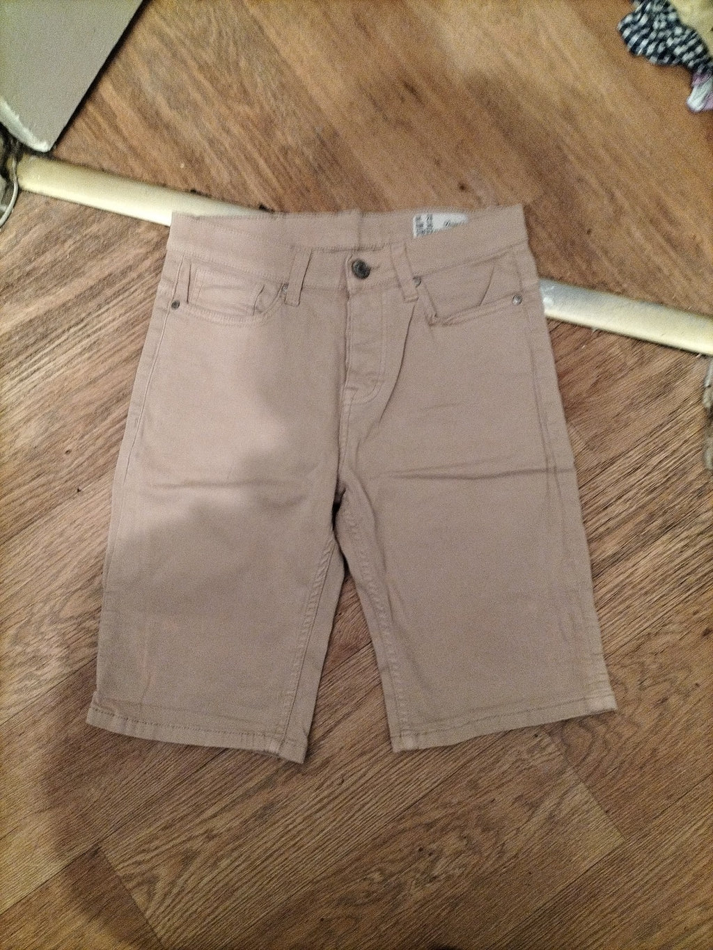 Denim&Co 28" Beige Camel Stretch Slim Shorts