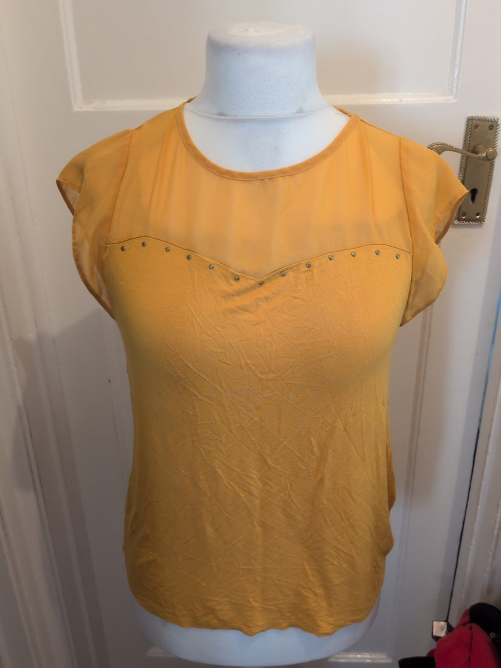 Ladies George Size 12 Yellow Short Sleeved Blouse