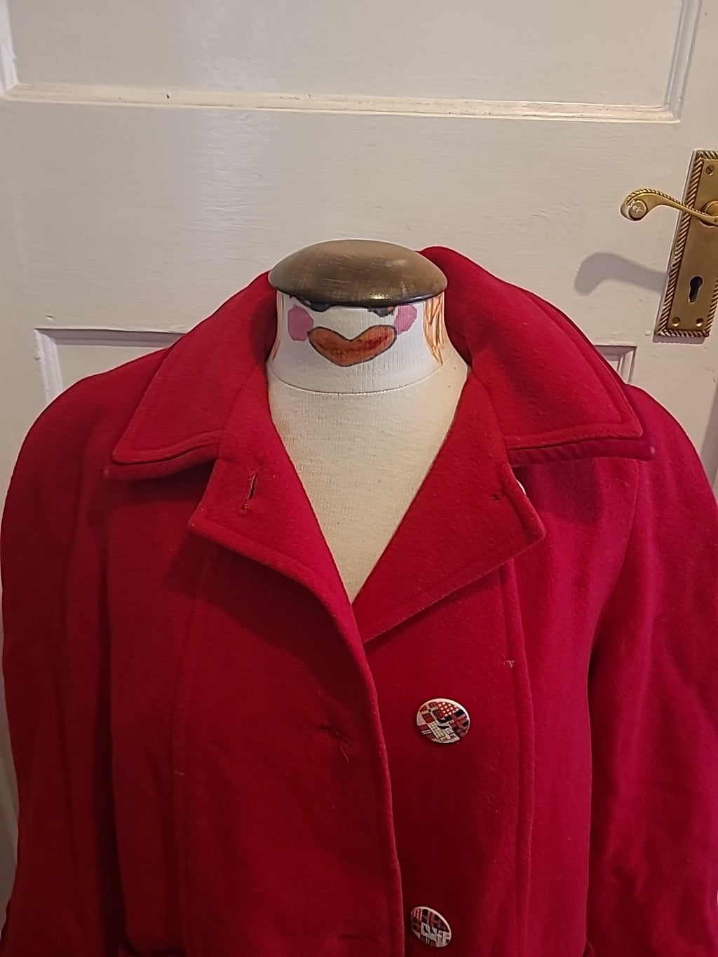 Ladies Astraka Size 14 Red Wool Padded Lined Coat