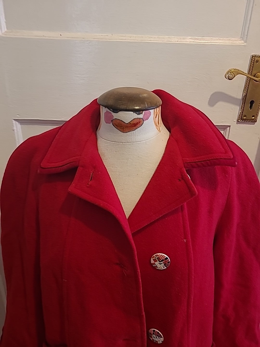 Ladies Astraka Size 14 Red Wool Padded Lined Coat