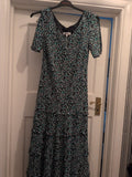 Gray & Osbourne 12 Blue Navy Lined Short Sleeve Long Length Dress