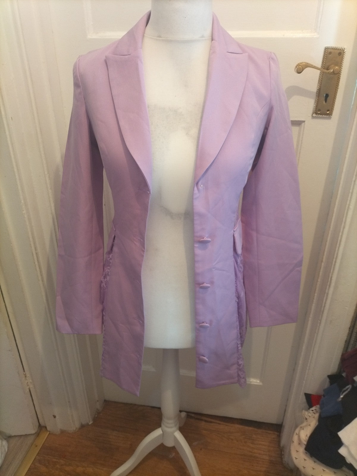 Ladies Missguided Size 6 Lilac Lace Blazer Dress