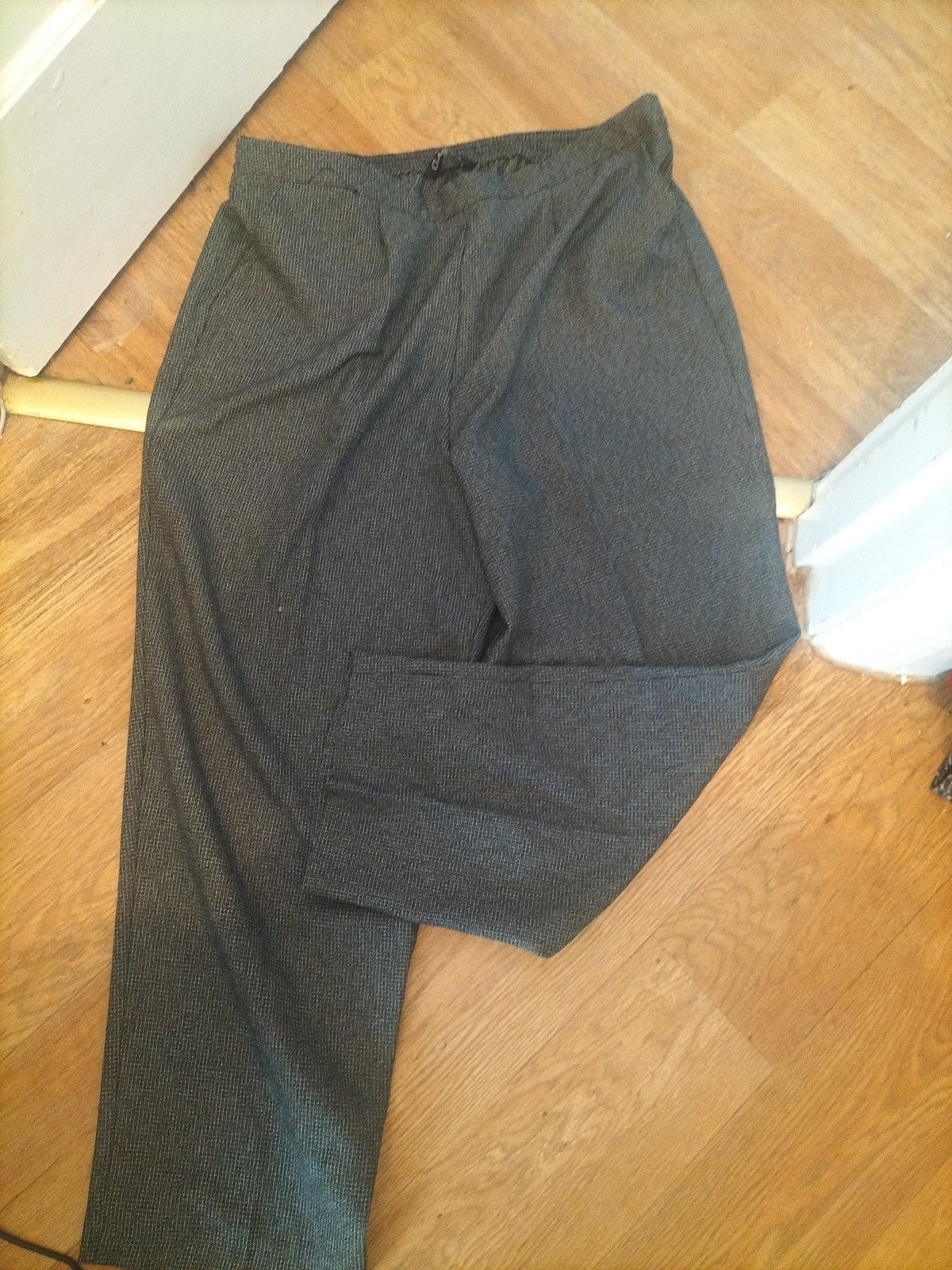 Classic 20 Black And White Fleck Straight Leg Trousers Elasticated