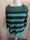 Ladies Maine New England Size 20 Green And Black Stripe Jumper