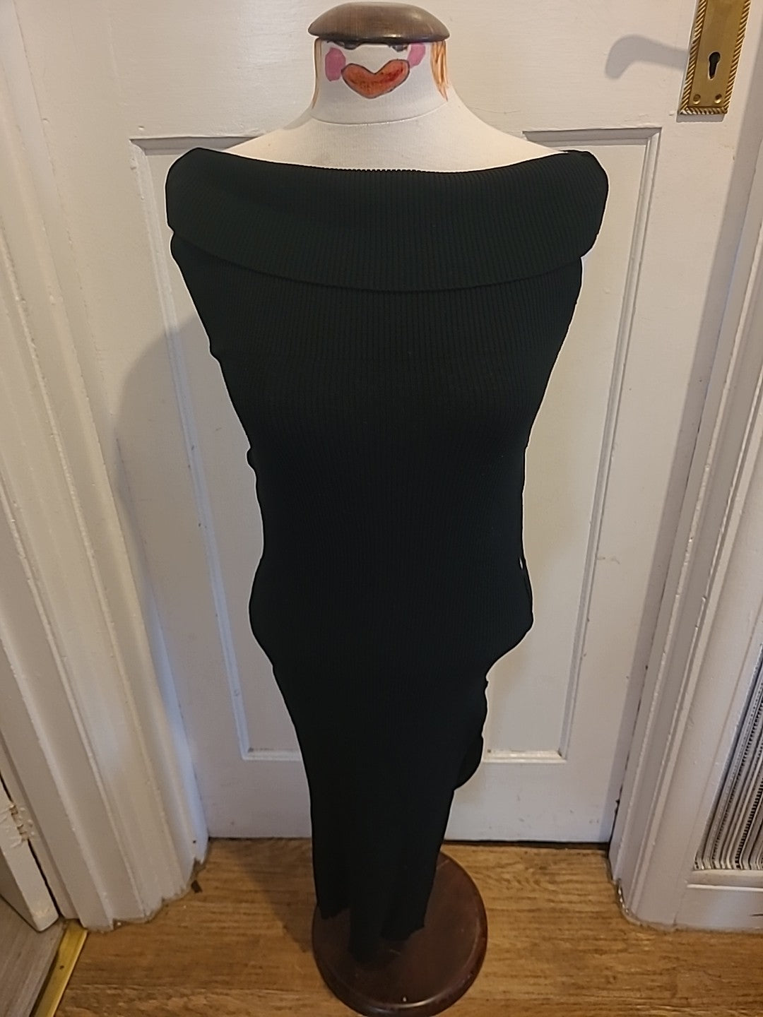 Ladies Black Bodycon Dress Size 10/12 Stretchy