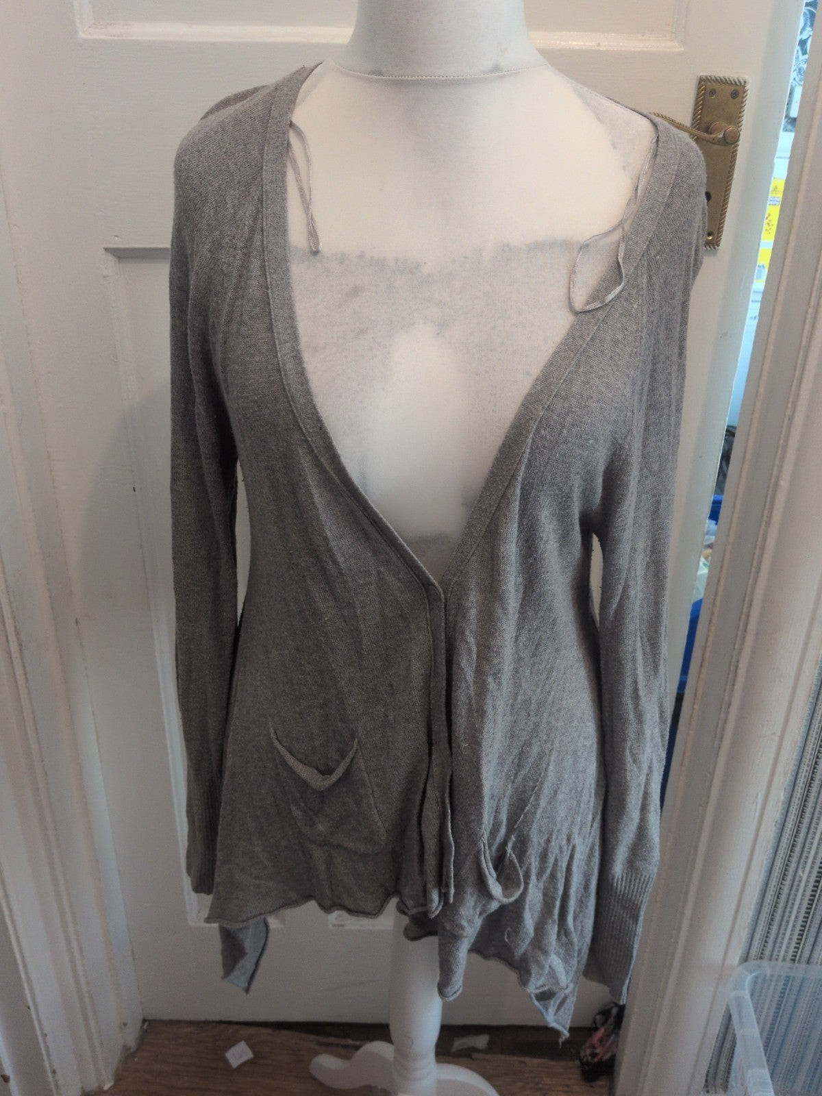 George 12 Grey Long Sleeve V Neck Cardigan
