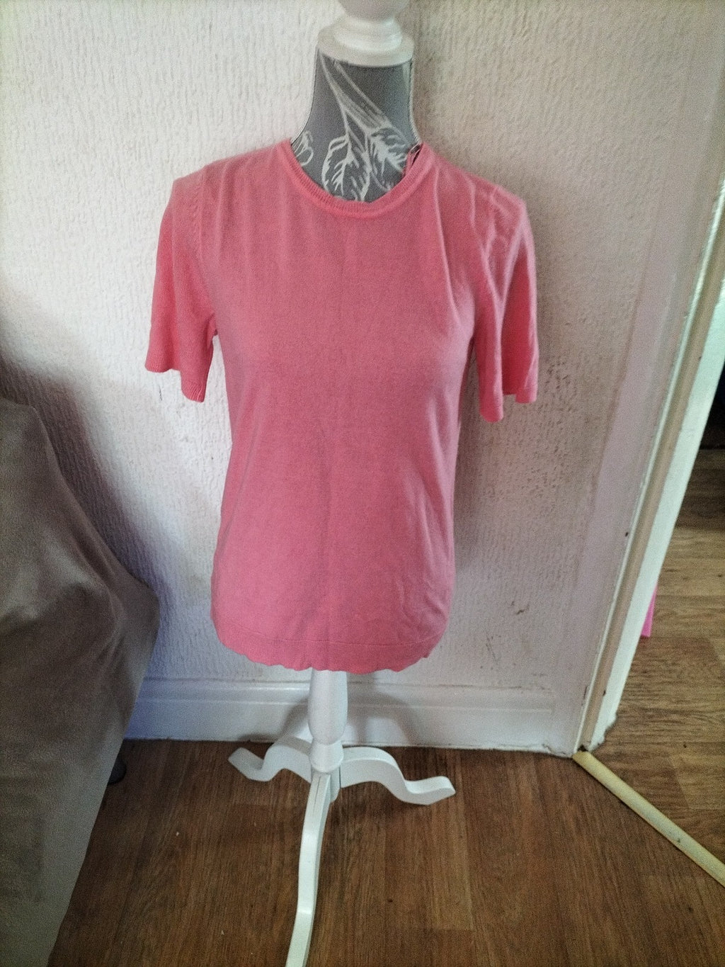 Ladies Bonmarche Size 10 Pink Short Sleeved Blouse