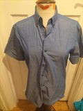 Mens Marks And Spencer Size Small Tailored Fit Blue Short Sleeve Shirt