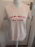 Ladies Pull&Bear Size XL Pale Pink Printed Short Sleeve T-shirt