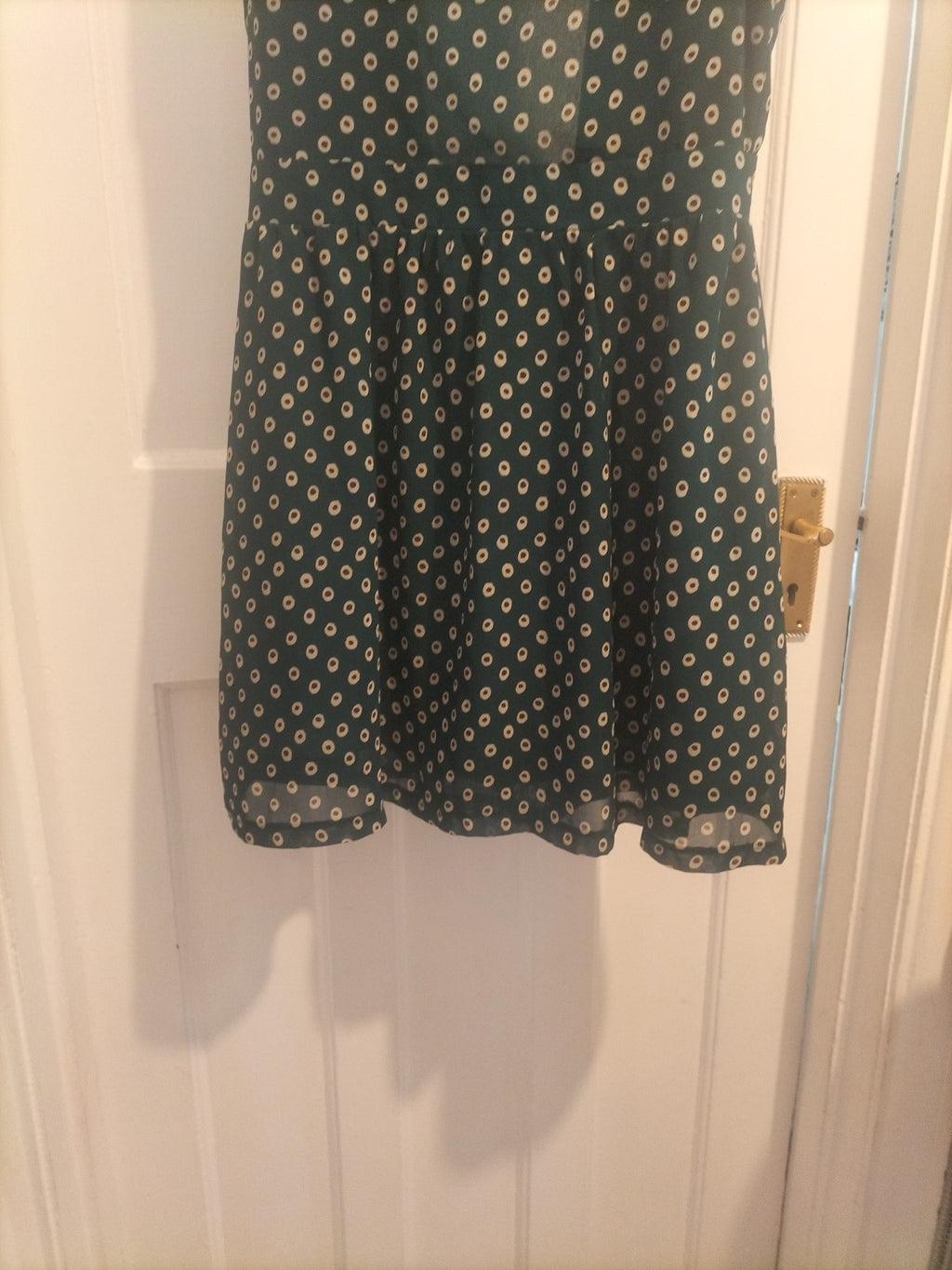 Ladies Glamour Size 12 Green Detailed Open Back Sleeveless Dress