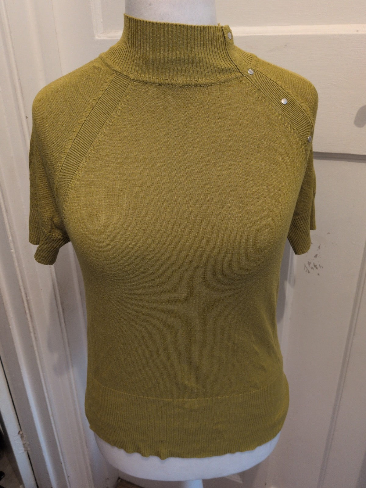 Wallis 12 Petite Khaki Short Sleeve High Neck Jumper