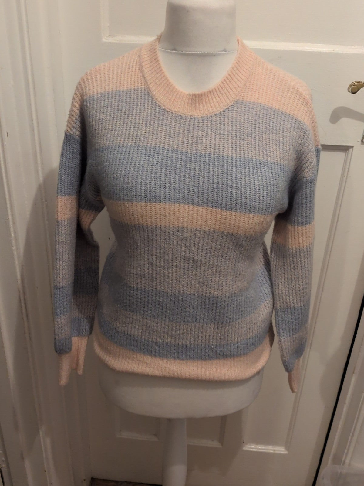 George Small Pale Pink And Blue Stripe Pullover Jumper