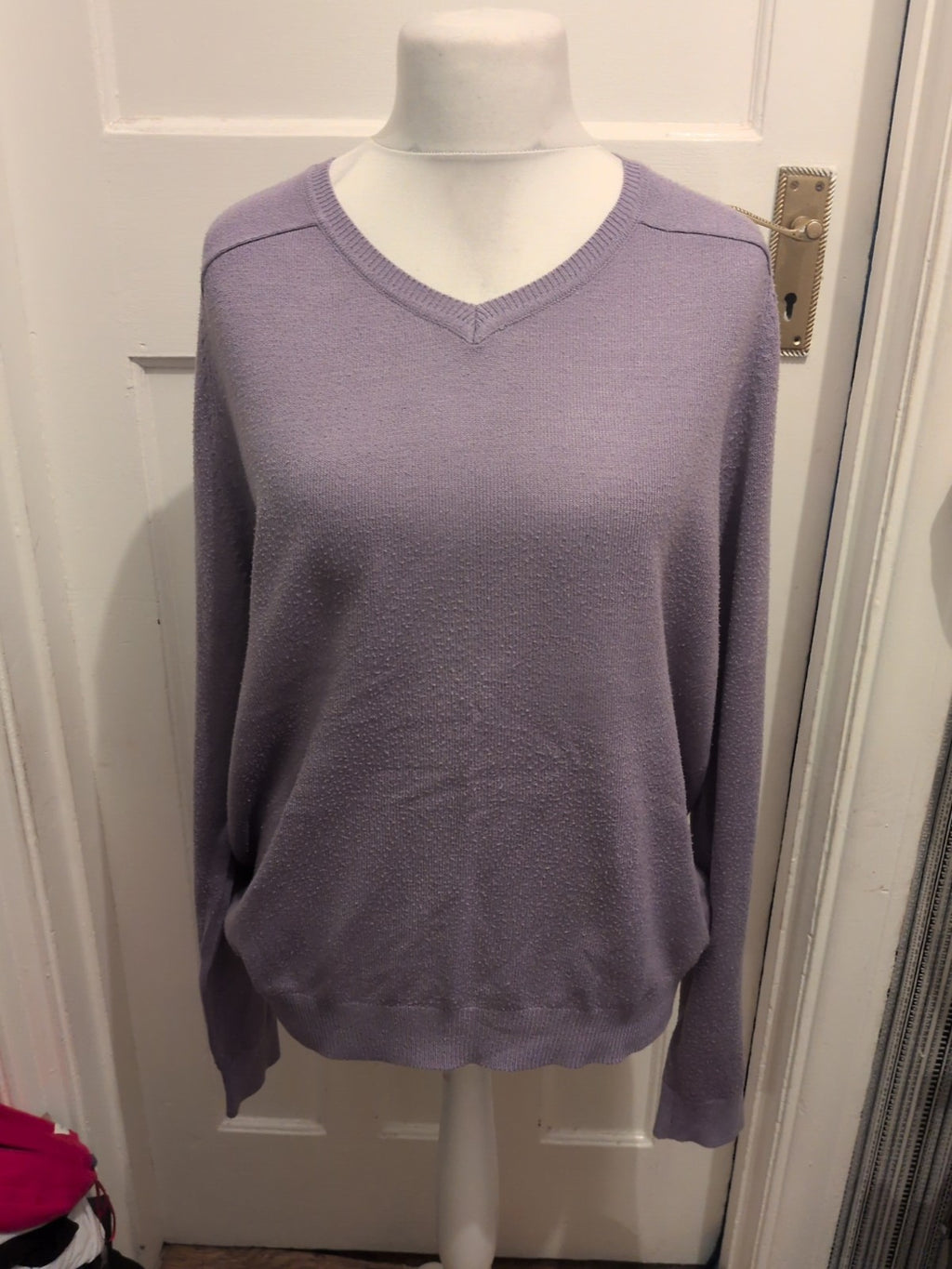 F&F Large Purple V Neck Jumper Bobbling