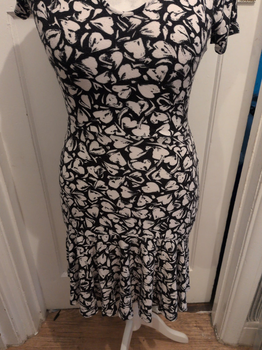 Next 6 Black And White Short Sleeve Fit And Flare Dress