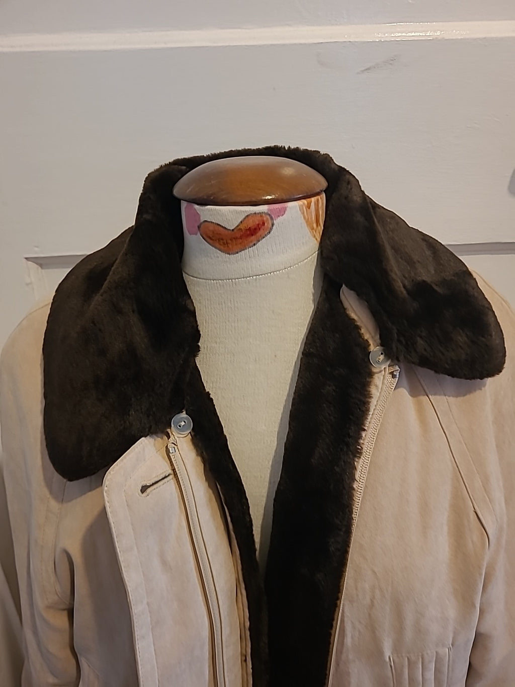 Ladies Ensign Size L/XL Beige Faux Fur Coat