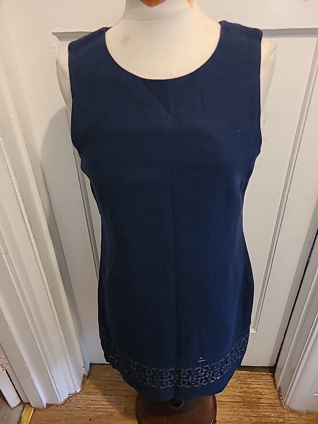 Ladies Peacocks Size 12 Navy Lined Sleeveless Dress