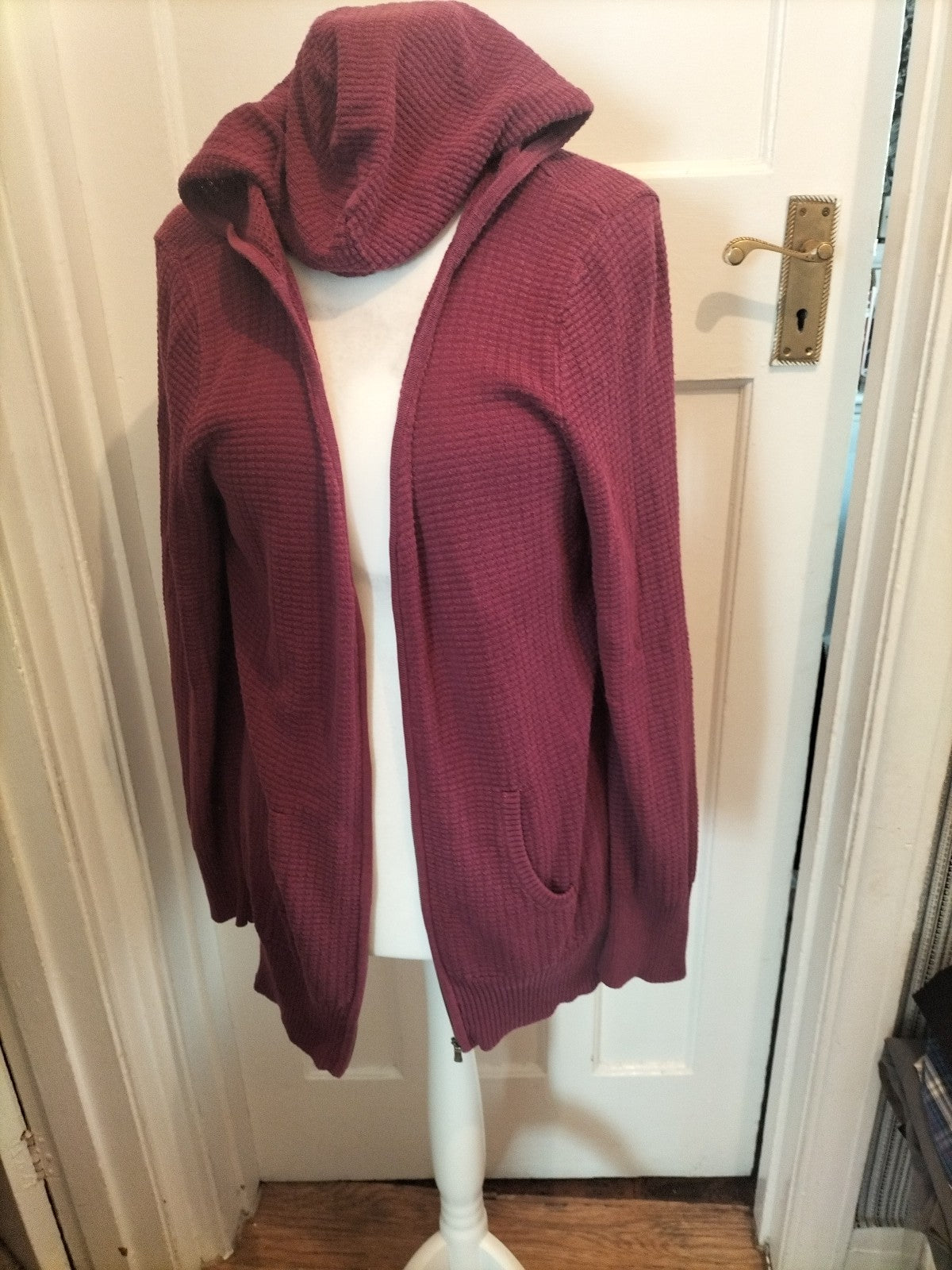 Mens Caribbean Joe Size XL Purple Hooded Cardigan