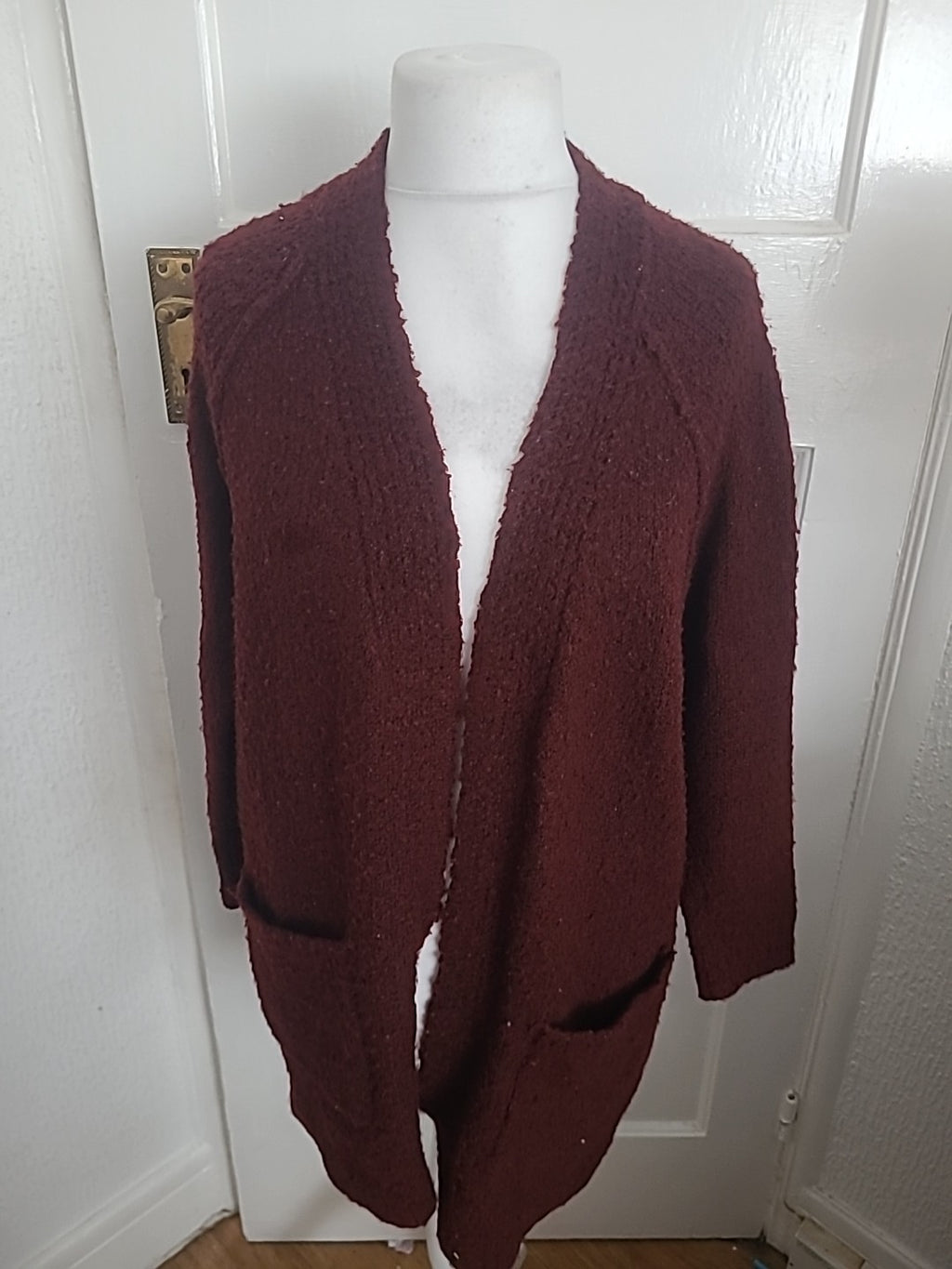 Ladies New Look Size Small Deep Purple Knit Cardigan