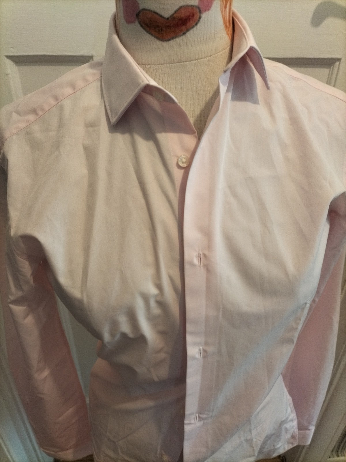 Mens Next Size 14"L Tailored Long Sleeved Slim Fit Pink Shirt
