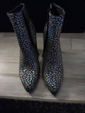 Ladies Brand New Silver And Black Shiny Ankle Boots Size 40 Free Delivery