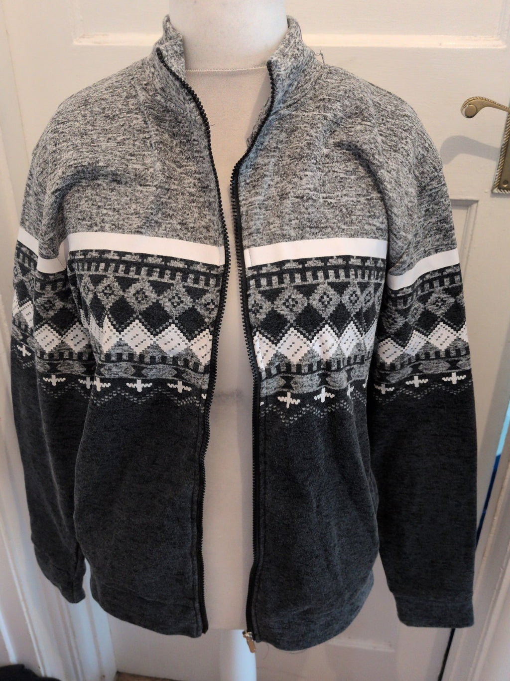Large Grey Toned Full Zip Jumper