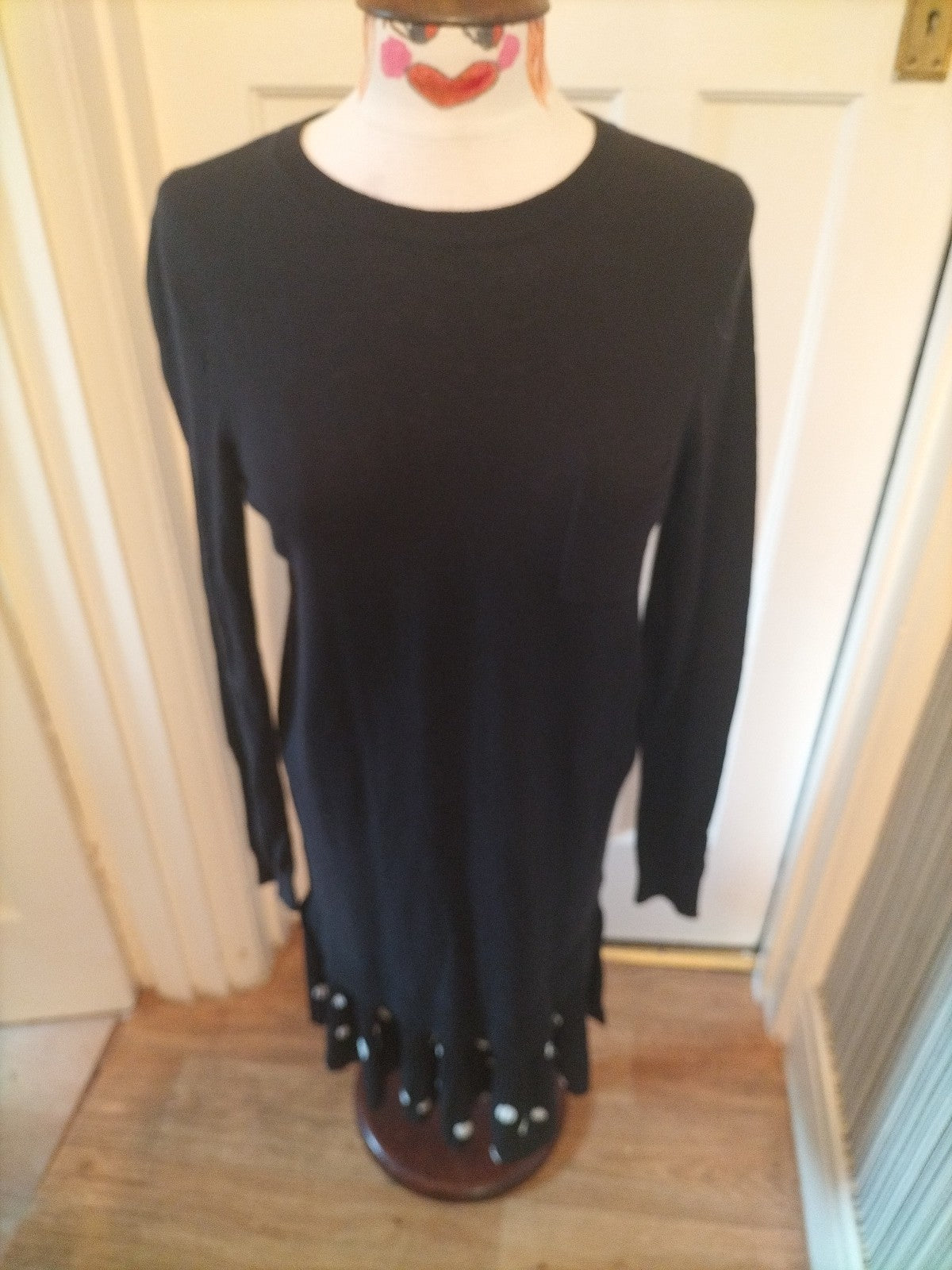 Ladies Next Size 10 Black Long Sleeved Dress