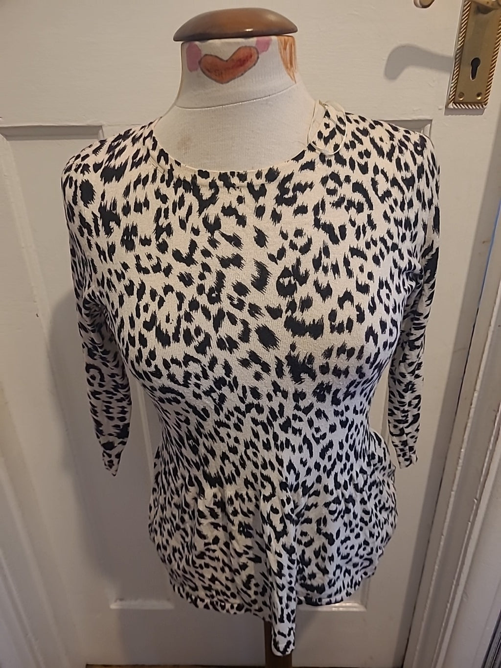 Ladies Marks And Spencer Size 8 Petite Black/Ivory Long Sleeved Lightweight...