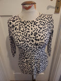 Ladies Marks And Spencer Size 8 Petite Black/Ivory Long Sleeved Lightweight...