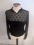 Shein Small Black Lace See Through Long Sleeve Blouse