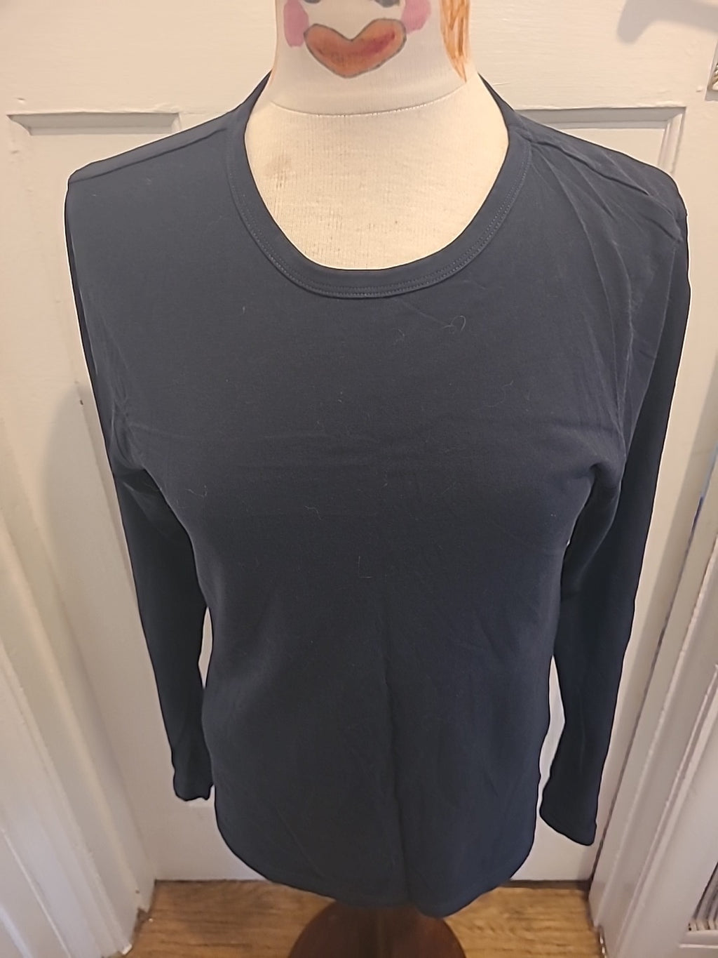 Ladies Next Size Small Navy Cotton Crew Long Sleeved Tshirt