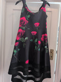 Quiz 12 Black Floral Sleeveless Fit And Flare Dress Midi