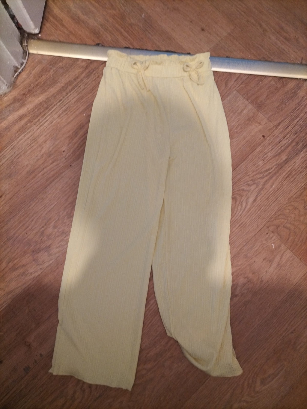 Girls 6-7 Years Lemon Colour Ribbed Trousers