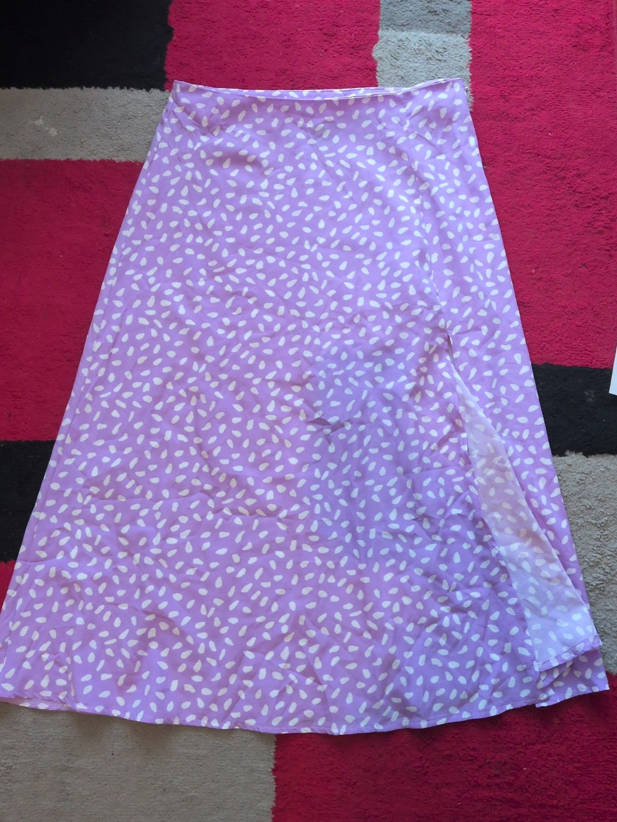 Ladies Shein Size Large Purple And White Flare Skirt Long