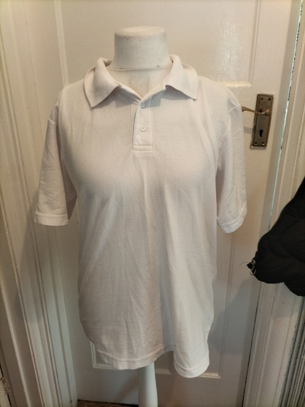 Mens Woodbank Size Medium White Short Sleeved Polo