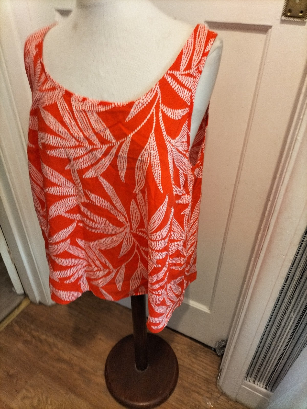Brand New Ladies George Size 18 Orange White Sleeveless Blouse
