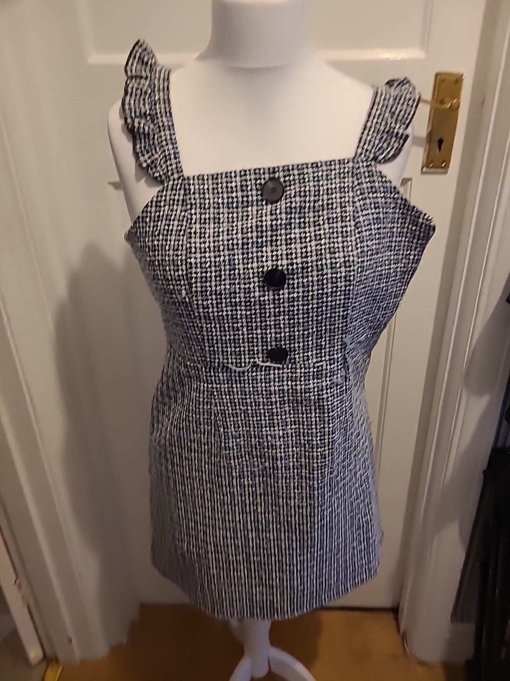 Ladies New Look Size 10 Blue/Black/White Sleeveless Dress