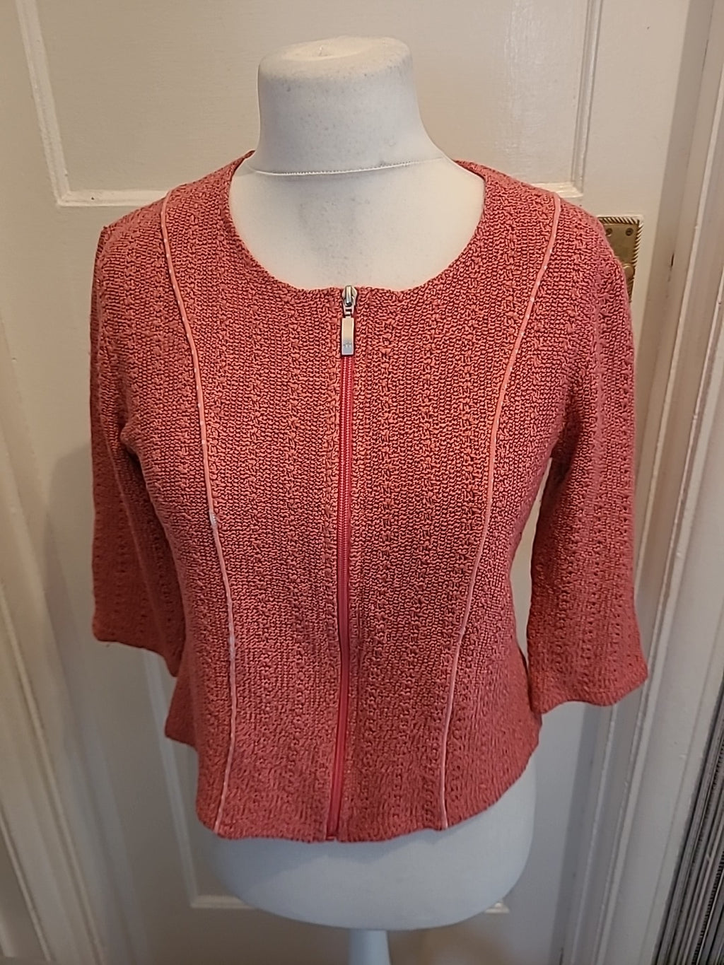Ladies Per Una Size M Cerise Full Zip Cardigan