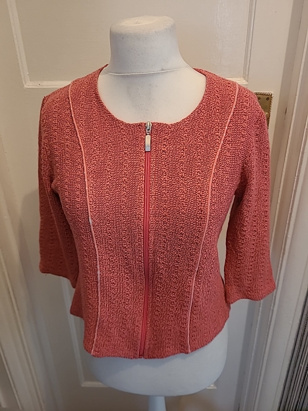 Ladies Per Una Size M Cerise Full Zip Cardigan