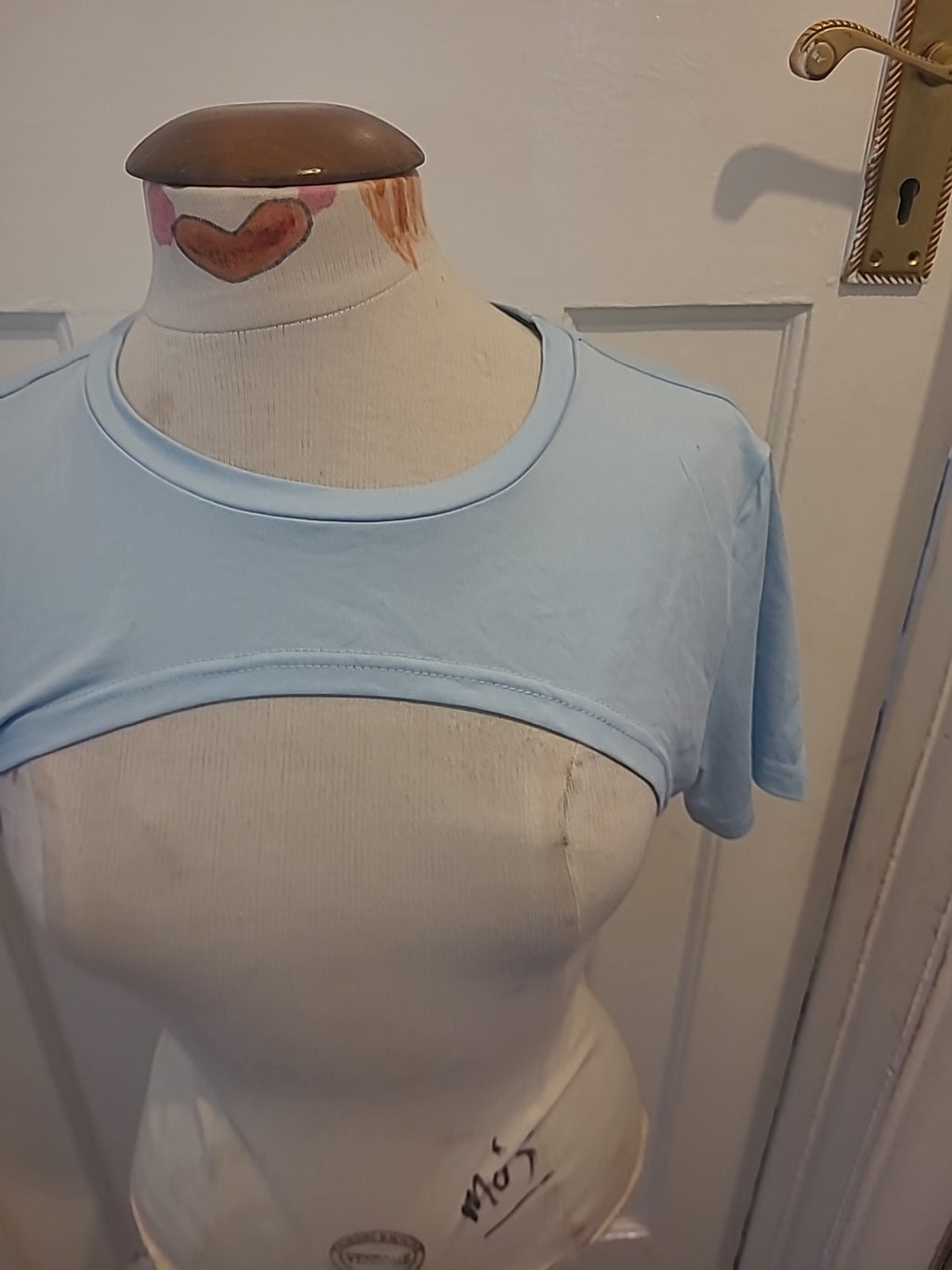 Ladies Shein Size Large Baby Blue Short Sleeve Cropped Cardigan